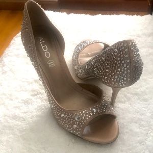 Aldo dress satin and rhinestone heels